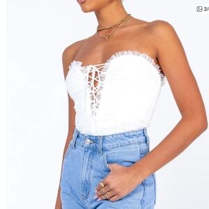 Princess Polly Elysia White Lace-up Body Suit